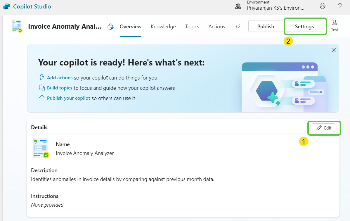 Edit Copilot Settings